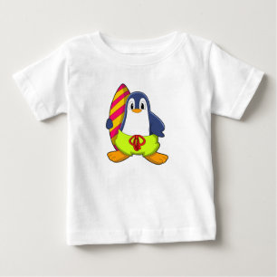 Penguin as Surfer with Surfboard Baby T-Shirt