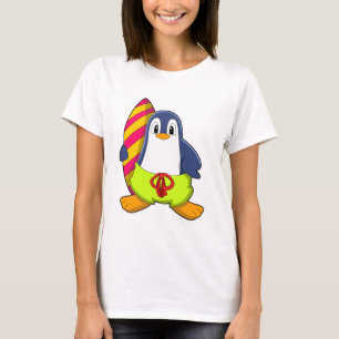 Penguin as Surfer with Surfboard T-Shirt