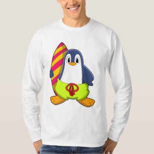 Penguin as Surfer with Surfboard T-Shirt