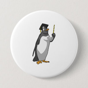 Penguin as Teacher with Pointer 7.5 Cm Round Badge