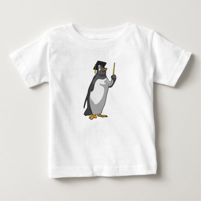 Penguin as Teacher with Pointer Baby T-Shirt (Front)