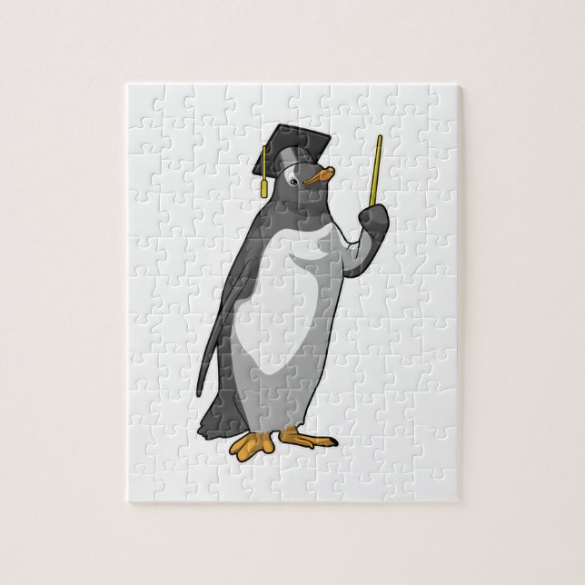 Penguin as Teacher with Pointer Jigsaw Puzzle (Vertical)