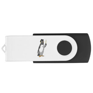 Penguin as Teacher with Pointer USB Flash Drive