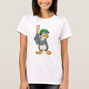 Penguin at Baseball with Baseball bat & Helmet T-Shirt