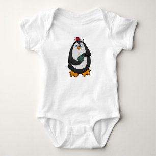 Penguin at Bowling with Bowling ball Baby Bodysuit