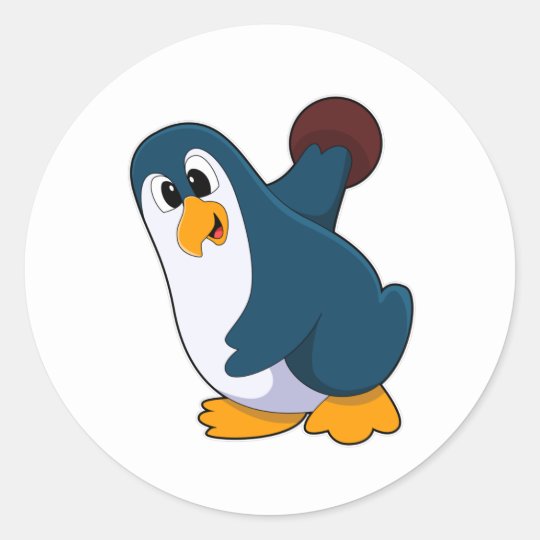 Penguin at Bowling with Bowling ball Classic Round Sticker | Zazzle.co.uk