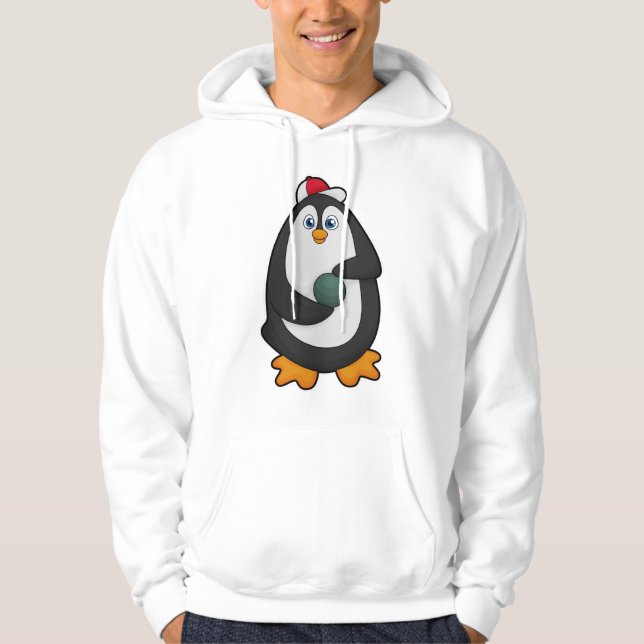 Penguin at Bowling with Bowling ball Hoodie (Front)