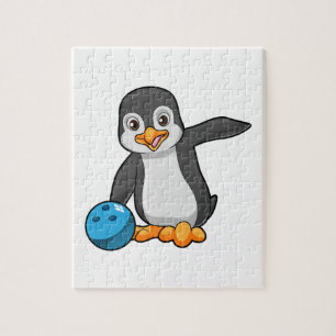 Penguin at Bowling with Bowling ball Jigsaw Puzzle