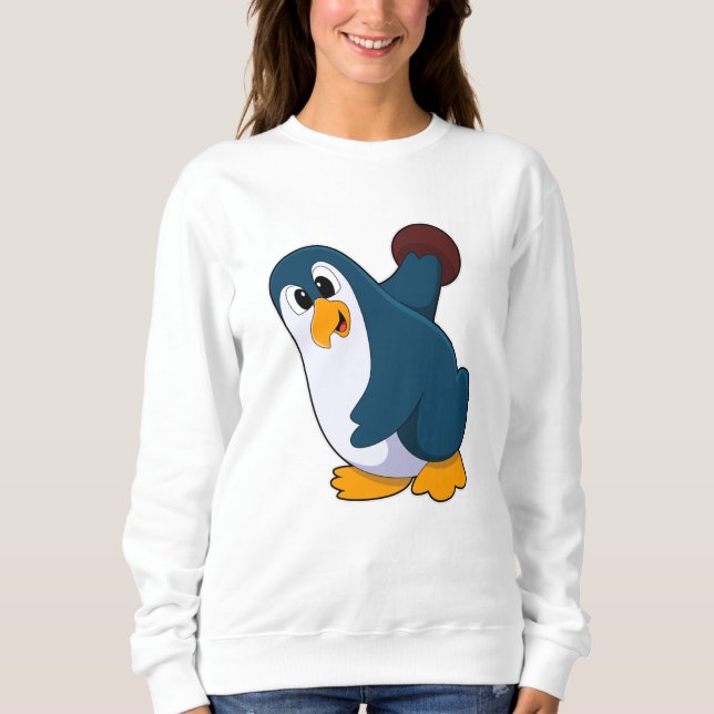 Penguin at Bowling with Bowling ball Sweatshirt (Front)