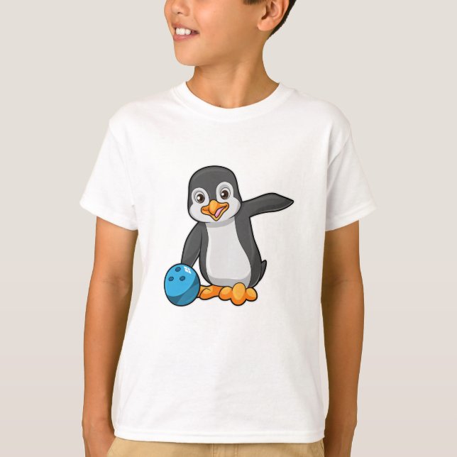 Penguin at Bowling with Bowling ball T-Shirt (Front)