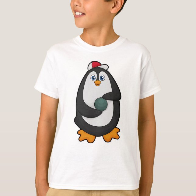 Penguin at Bowling with Bowling ball T-Shirt (Front)