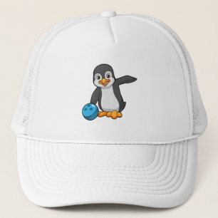 Penguin at Bowling with Bowling ball Trucker Hat