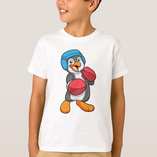 Penguin at Boxing with Boxing gloves & Helmet T-Shirt (Front)