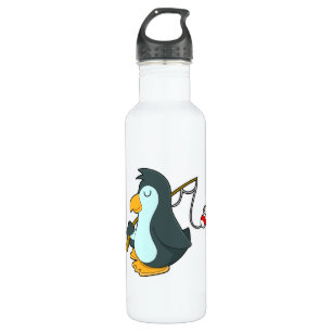 Penguin at Fishing with Fishing rod 710 Ml Water Bottle