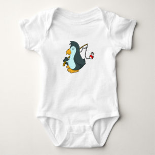 Penguin at Fishing with Fishing rod Baby Bodysuit