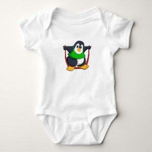 Penguin at Fitness with Skipping rope.PNG Baby Bodysuit