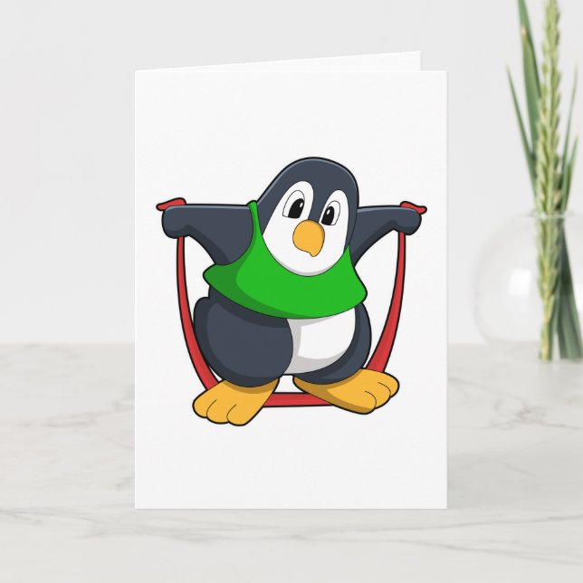Penguin at Fitness with Skipping rope.PNG Card (Front)