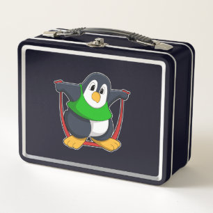Penguin at Fitness with Skipping rope.PNG Metal Lunch Box