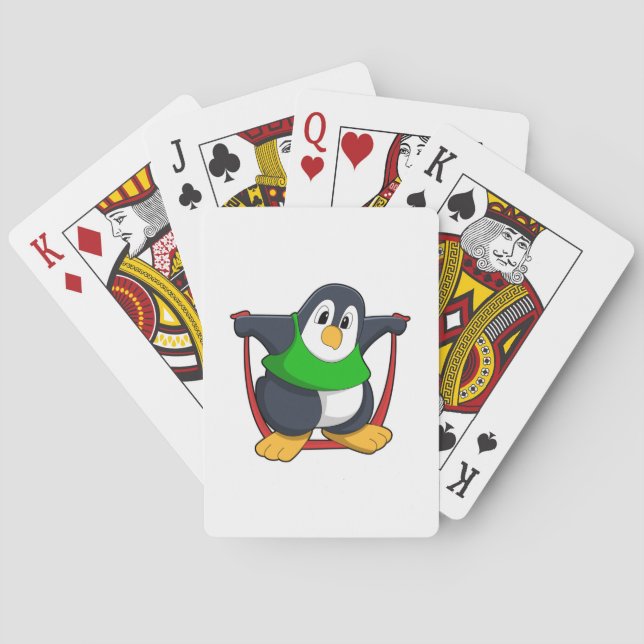 Penguin at Fitness with Skipping rope.PNG Playing Cards (Back)