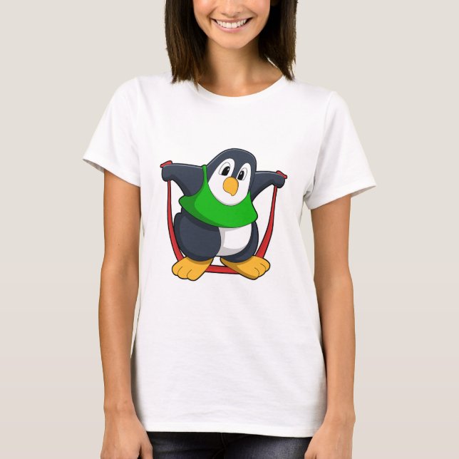 Penguin at Fitness with Skipping rope.PNG T-Shirt (Front)