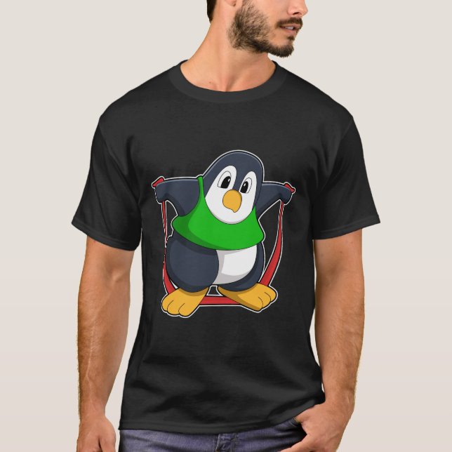 Penguin at Fitness with Skipping rope.PNG T-Shirt (Front)