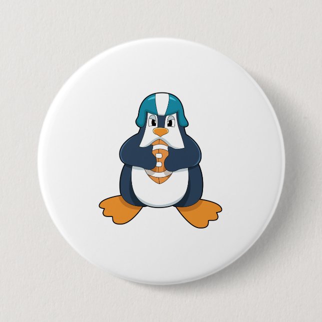 Penguin at Football Sports 7.5 Cm Round Badge (Front)