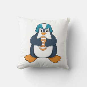 Penguin at Football Sports Cushion