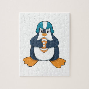 Penguin at Football Sports Jigsaw Puzzle