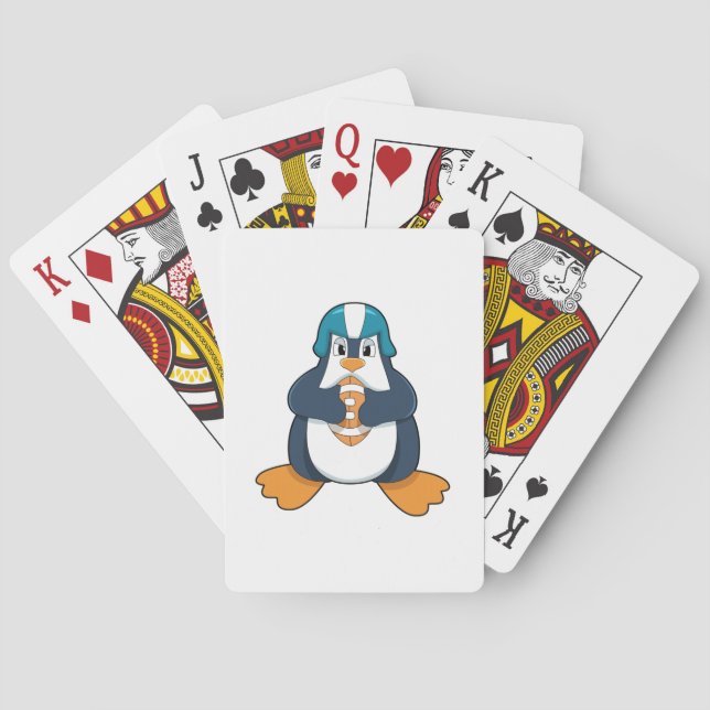 Penguin at Football Sports Playing Cards (Back)