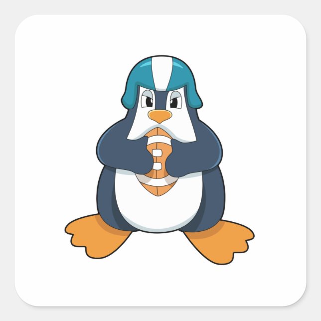 Penguin at Football Sports Square Sticker (Front)