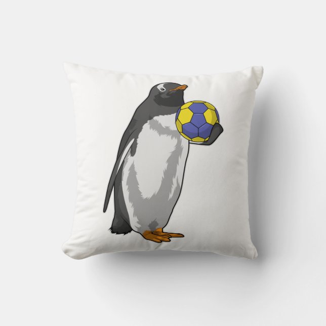 Penguin at Handball Sports Cushion (Front)