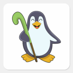 Penguin at Hockey with Hockey bat Square Sticker