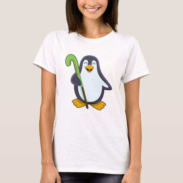 Penguin at Hockey with Hockey bat T-Shirt (Front)