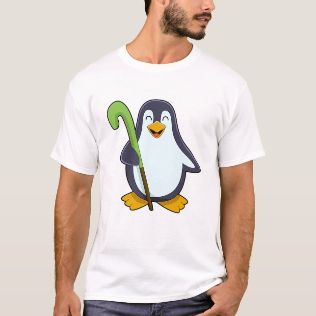 Penguin at Hockey with Hockey bat T-Shirt (Front)