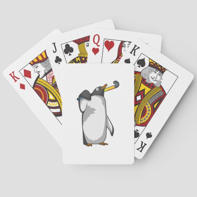 Penguin at Hockey with Hockey stick Playing Cards (Back)