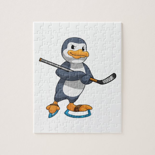 Penguin at Ice hockey with Ice hockey stick Jigsaw Puzzle (Vertical)