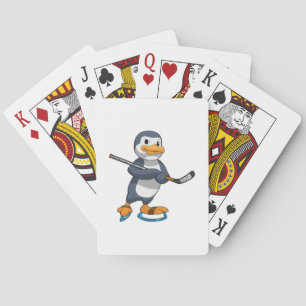 Penguin at Ice hockey with Ice hockey stick Playing Cards