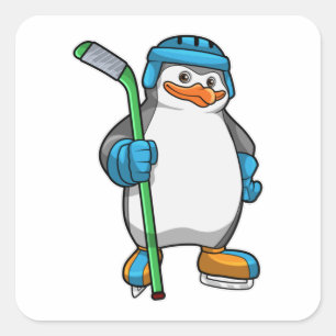 Penguin at Ice hockey with Ice hockey stick Square Sticker