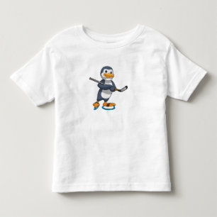 Penguin at Ice hockey with Ice hockey stick Toddler T-Shirt