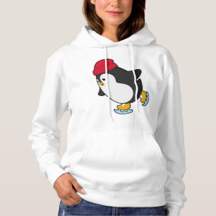 Penguin at Ice skating with Hat Hoodie