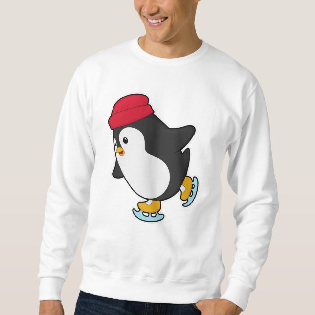 Penguin at Ice skating with Hat Sweatshirt (Front)
