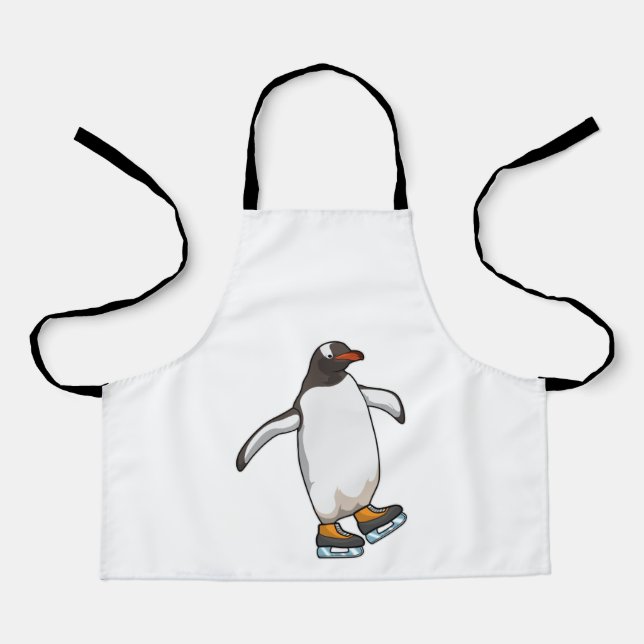 Penguin at Ice skating with Ice skates Apron (Front)