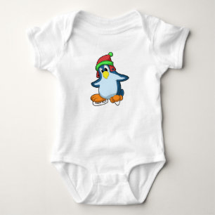 Penguin at Ice skating with Ice skates Baby Bodysuit