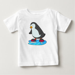 Penguin at Ice skating with Ice skates Baby T-Shirt