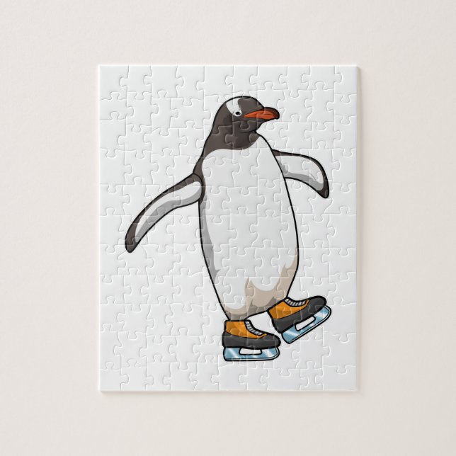 Penguin at Ice skating with Ice skates Jigsaw Puzzle (Vertical)