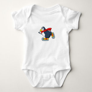 Penguin at Ice skating with Ice skates.PNG Baby Bodysuit