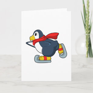 Penguin at Ice skating with Ice skates.PNG Card