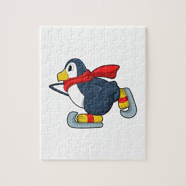 Penguin at Ice skating with Ice skates.PNG Jigsaw Puzzle (Vertical)