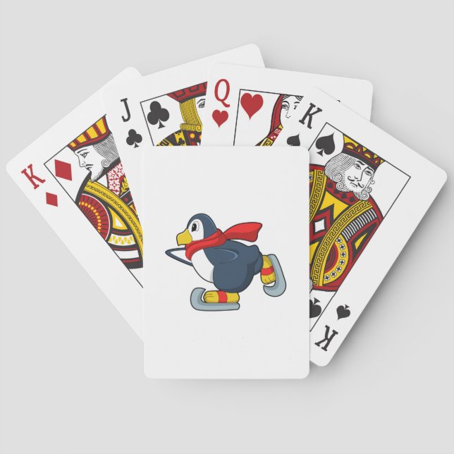 Penguin at Ice skating with Ice skates.PNG Playing Cards (Back)