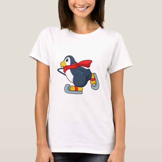 Penguin at Ice skating with Ice skates.PNG T-Shirt (Front)